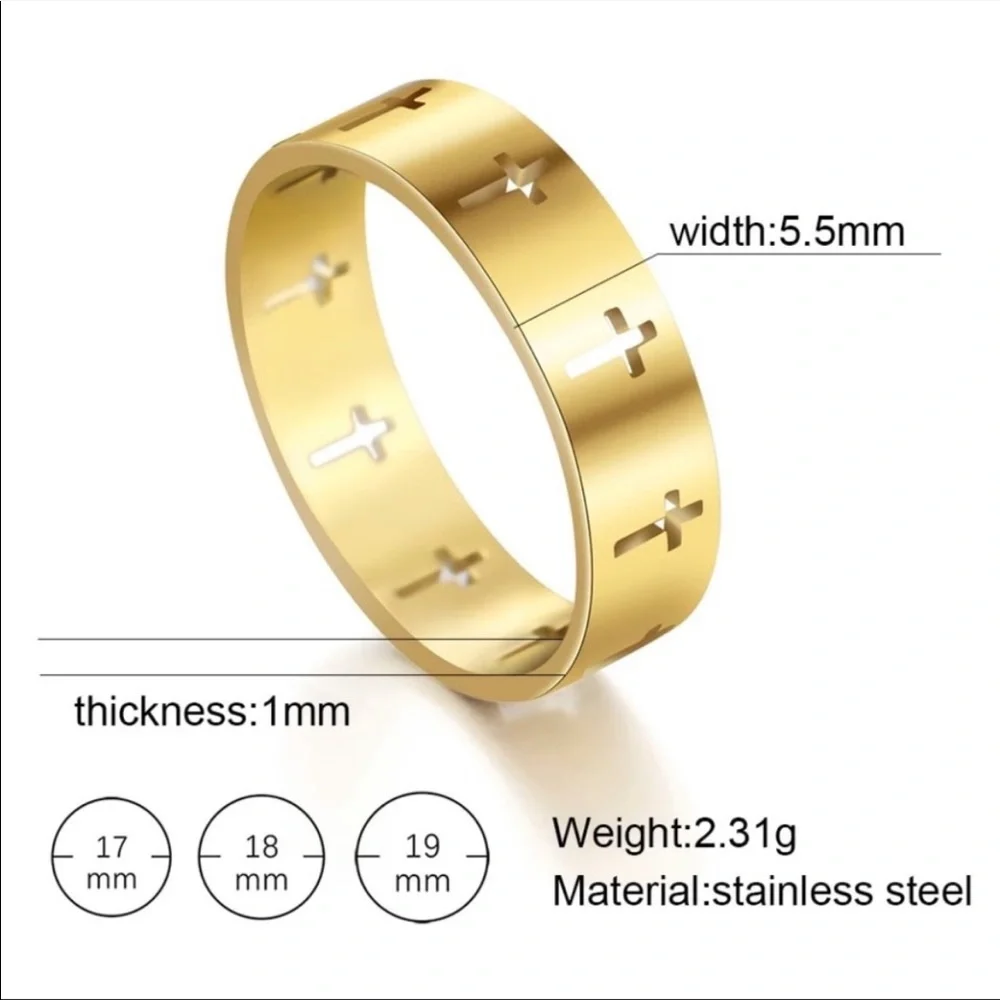 Stainless Steel Ring Silver Cross Women's Men's Ring Engagement Wedding Ring